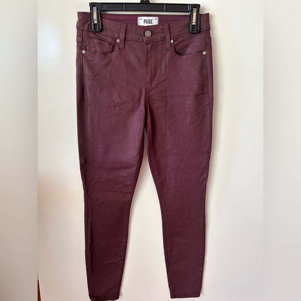 PAIGE Coated Skinny Pants in Burgundy ‼️
